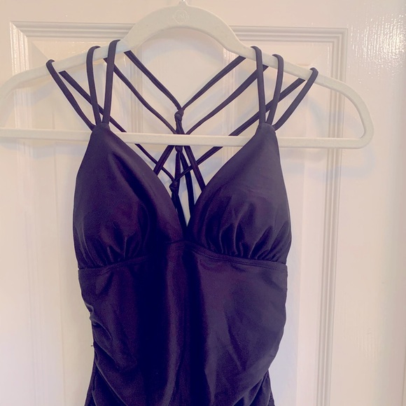 🆕 NWT Last One - Merona Strappy Black Slimming Swimsuit Sz. Small - Picture 7 of 8